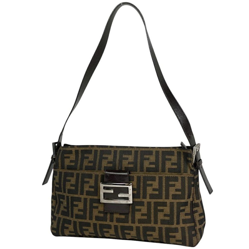 Fendi Zucca shoulder bag handbag canvas brown
